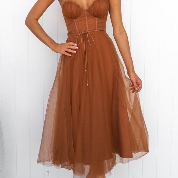 AVA JOLENE | CORSET MIDI DRESS WITH TULLE SKIRT FOR WOMEN