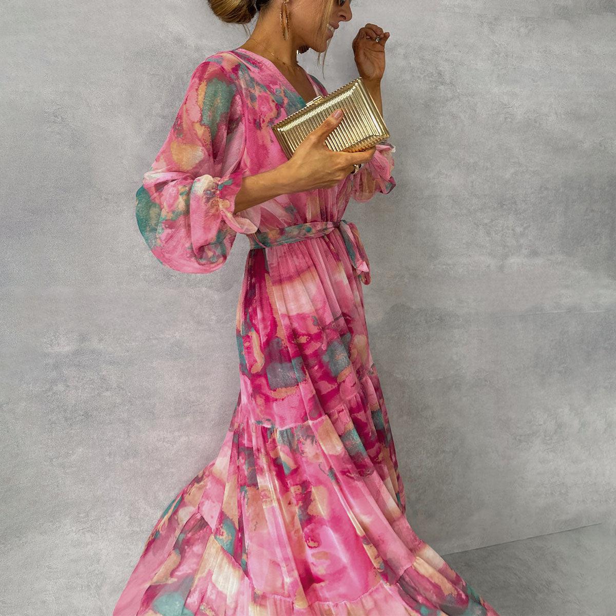 AVA JOLENE | PRINTED WRAP MAXI DRESS FOR WOMEN
