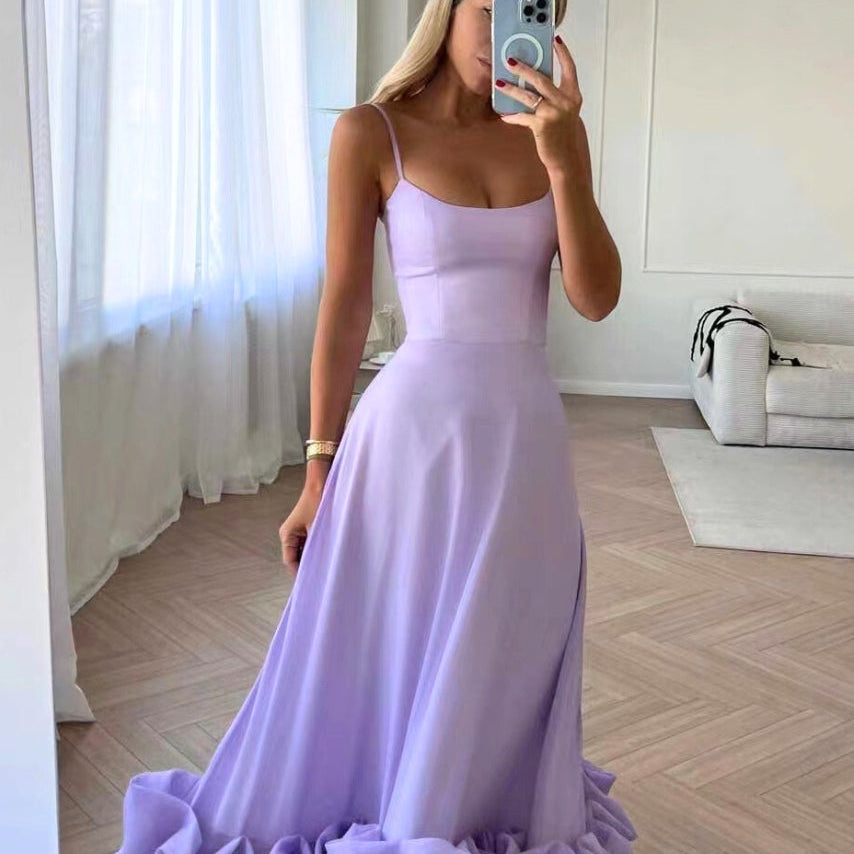 AVA JOLENE | SPAGHETTI STRAP RUFFLE HEM MAXI DRESS FOR WOMEN