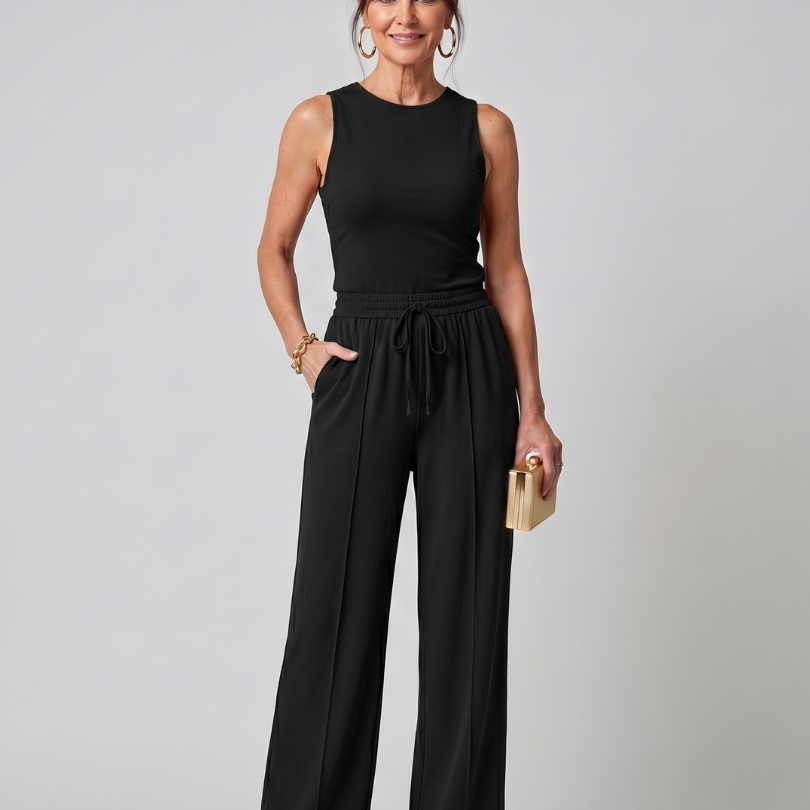 AVA JOLENE | Sleeveless Wide Leg Two Piece Set For Women