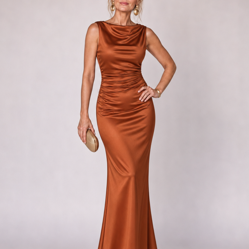 AVA JOLENE | Sleeveless Boat Neck Maxi Dress For Women
