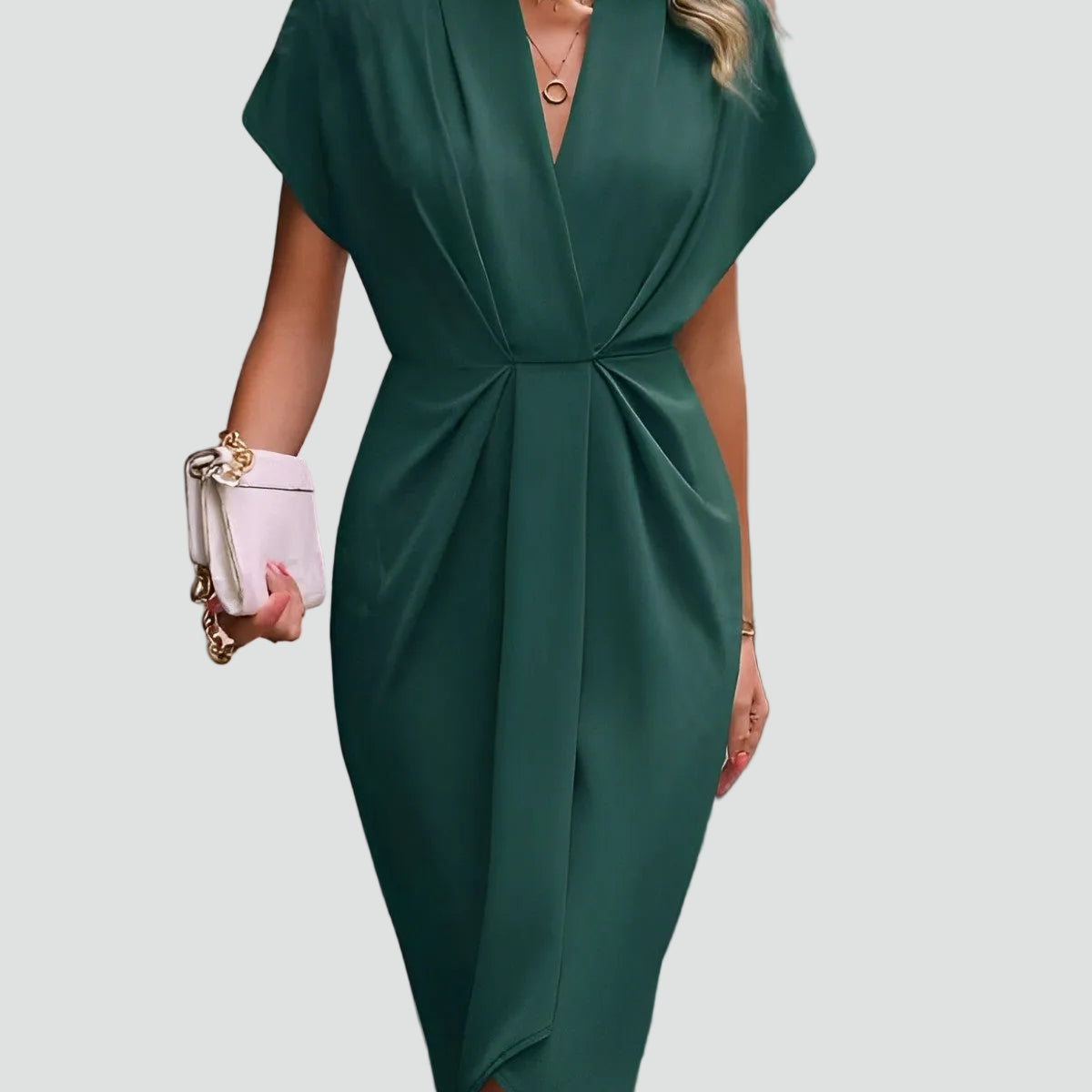 AVA JOLENE | WRAP MIDI DRESS V NECK FOR WOMEN