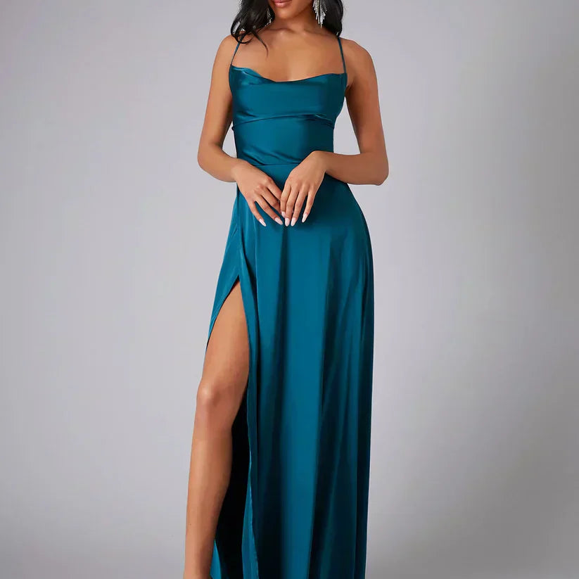 AVA JOLENE | SPAGHETTI STRAP SIDE SLIT MAXI DRESS FOR WOMEN