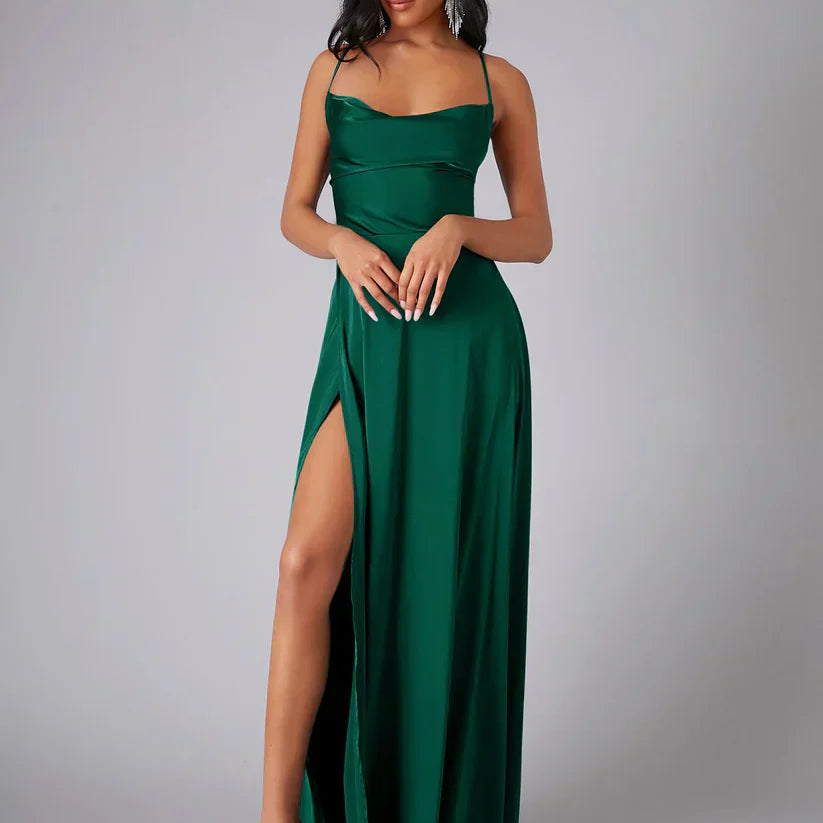AVA JOLENE | SPAGHETTI STRAP SIDE SLIT MAXI DRESS FOR WOMEN