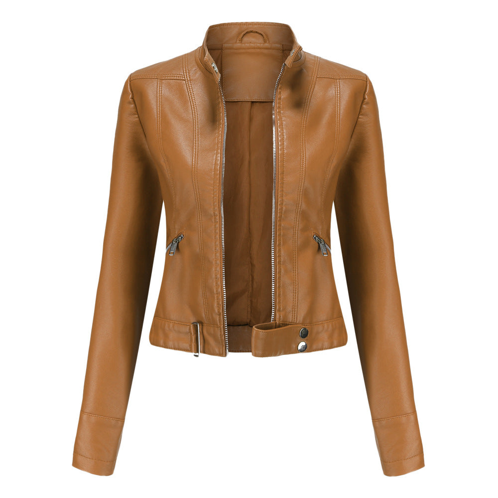 AVA JOLENE | HIGH-COLLAR PU ZIP JACKET FOR WOMEN