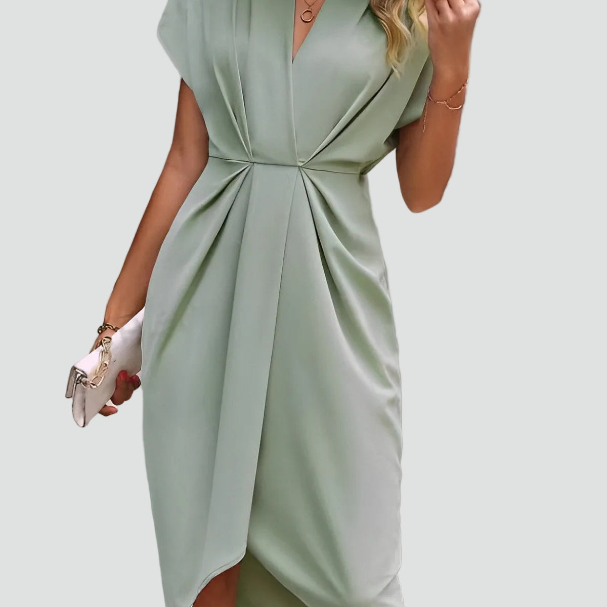 AVA JOLENE | WRAP MIDI DRESS V NECK FOR WOMEN