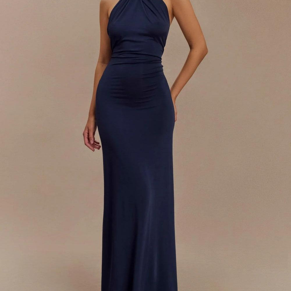 AVA JOLENE | HALTER RUCHED MAXI DRESS FOR WOMEN