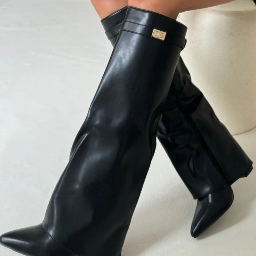 AVA JOLENE | WIDE FLARE KNEE-HIGH BOOTS FOR WOMEN