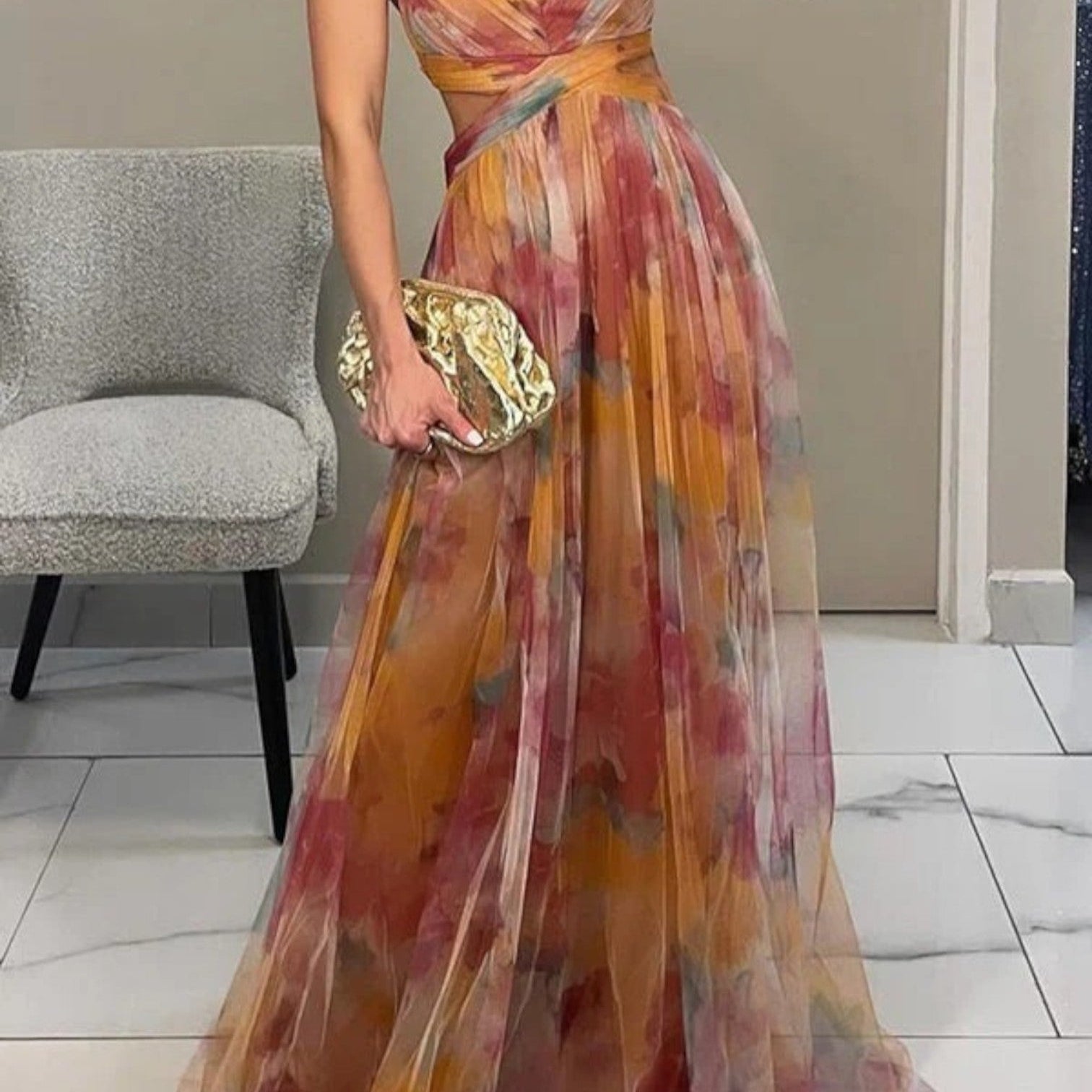 AVA JOLENE | FLORAL V-NECK MAXI DRESS FOR WOMEN