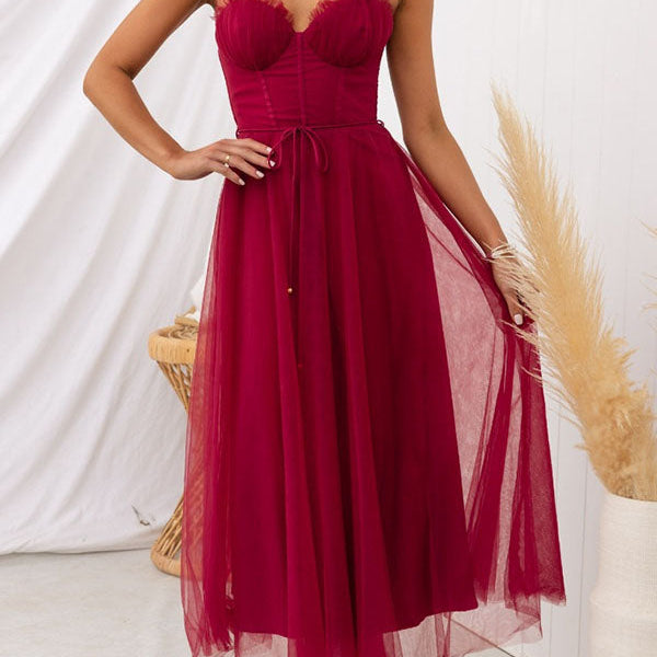 AVA JOLENE | CORSET MIDI DRESS WITH TULLE SKIRT FOR WOMEN