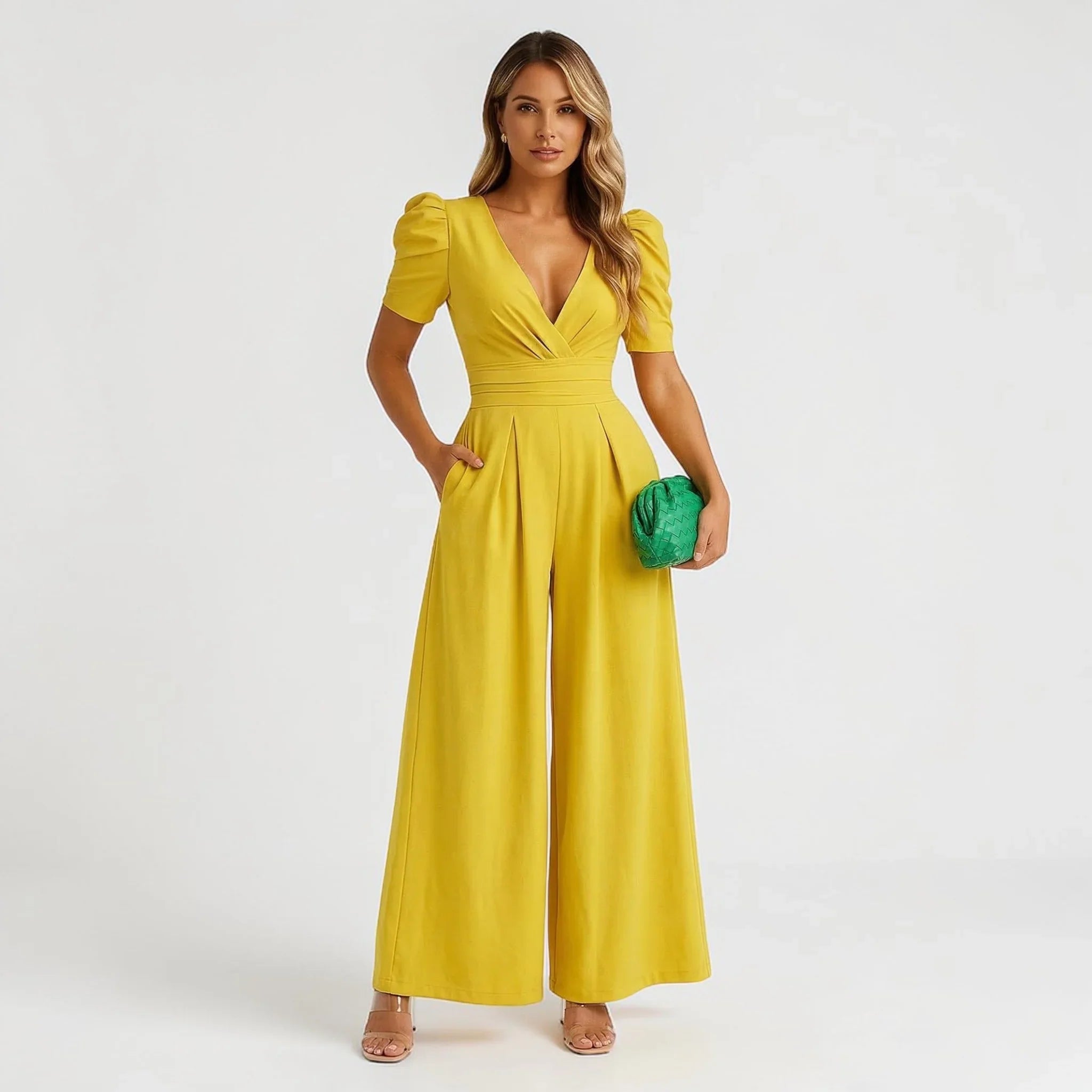 AVA JOLENE | PUFF SLEEVE WIDE LEG JUMPSUIT FOR WOMEN