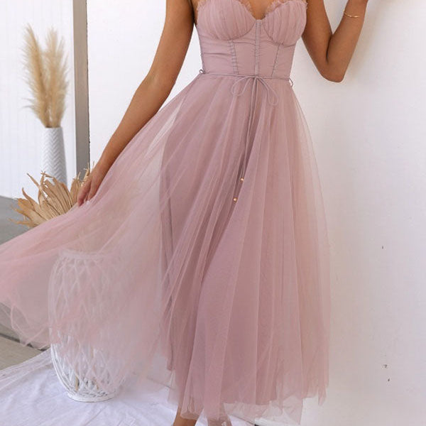 AVA JOLENE | CORSET MIDI DRESS WITH TULLE SKIRT FOR WOMEN