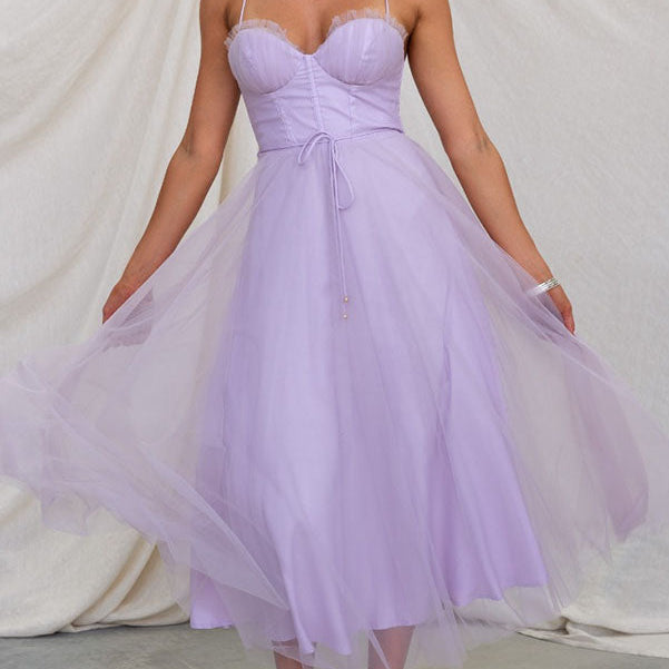 AVA JOLENE | CORSET MIDI DRESS WITH TULLE SKIRT FOR WOMEN