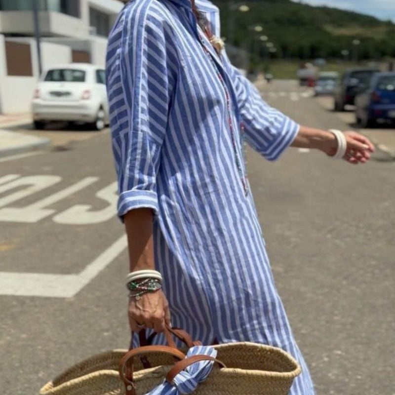 AVA JOLENE | STRIPED SHIRT DRESS FOR WOMEN