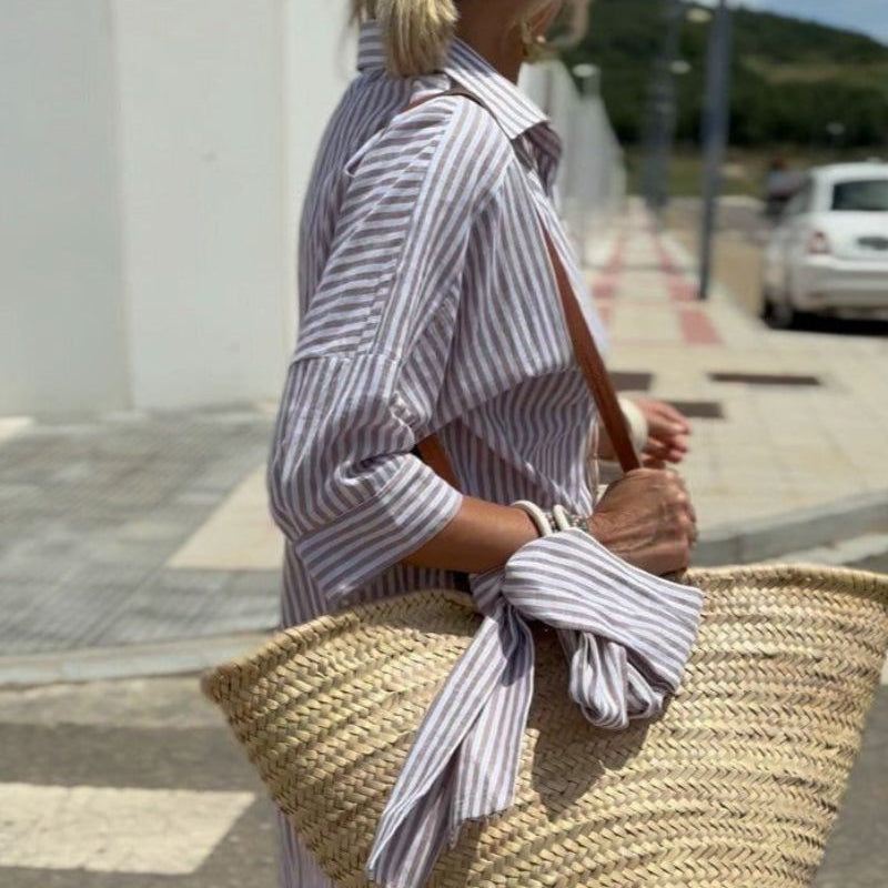 AVA JOLENE | STRIPED SHIRT DRESS FOR WOMEN