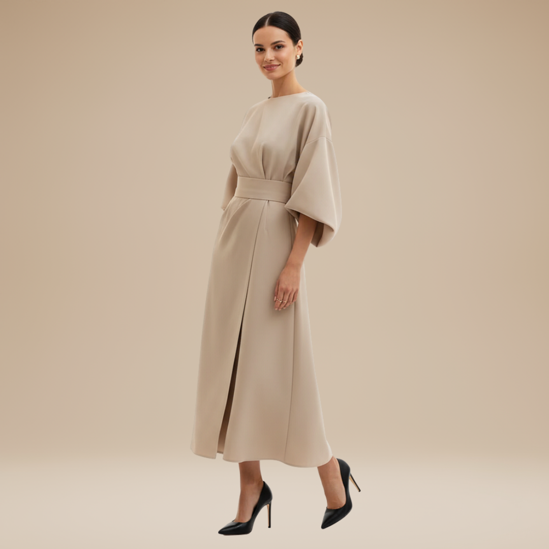 AVA JOLENE | BELTED MIDI DRESS FOR WOMEN