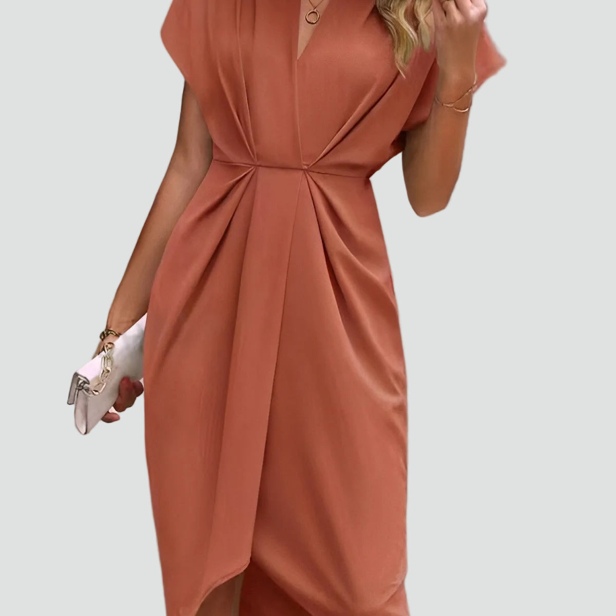 AVA JOLENE | WRAP MIDI DRESS V NECK FOR WOMEN