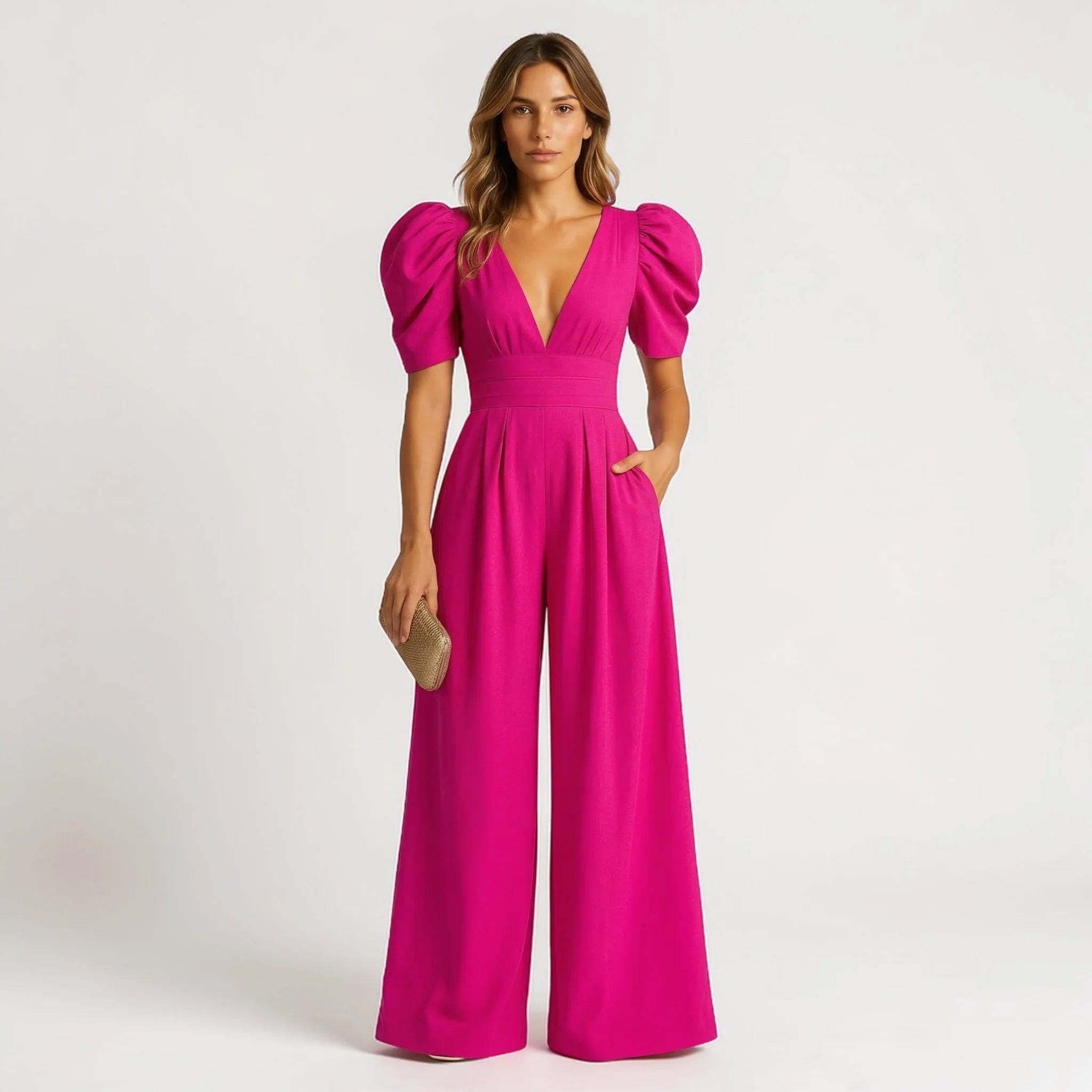 AVA JOLENE | PUFF SLEEVE WIDE LEG JUMPSUIT FOR WOMEN