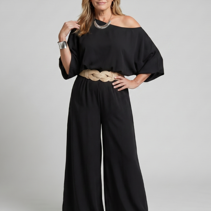AVA JOLENE | One Shoulder Wide Leg Two Piece Set For Women