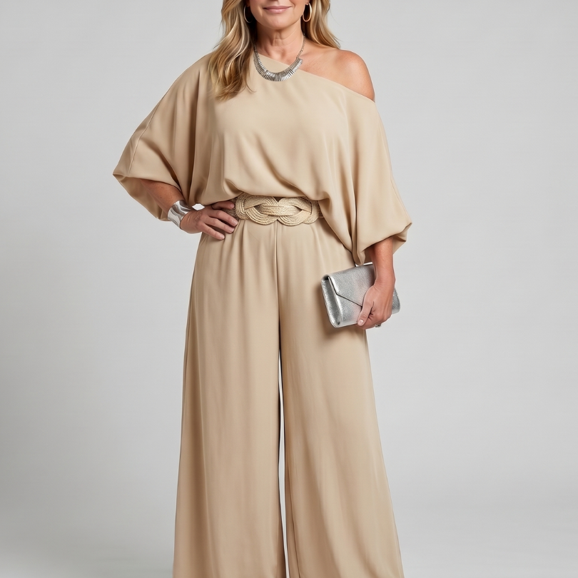 AVA JOLENE | One Shoulder Wide Leg Two Piece Set For Women