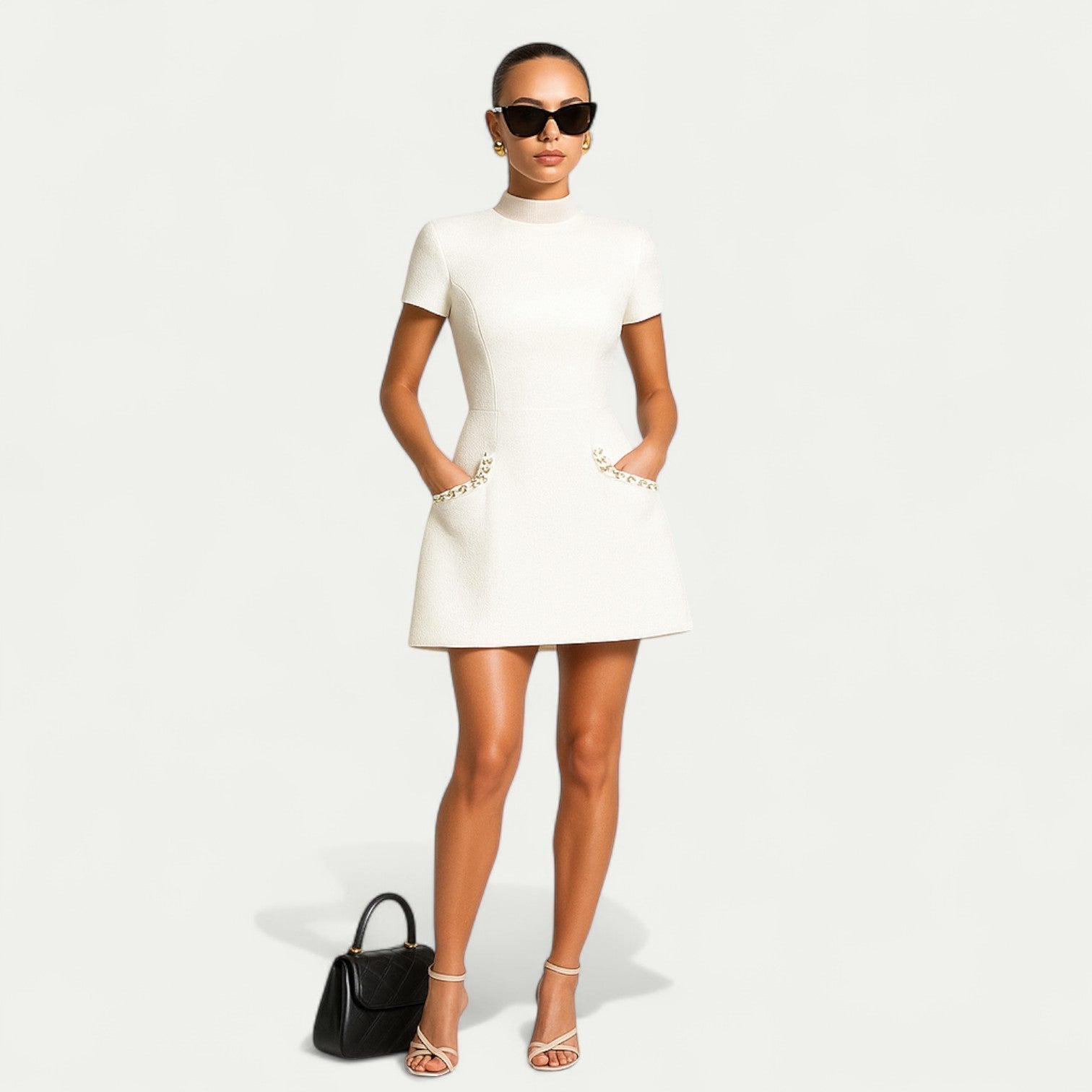 AVA JOLENE | PEARL TRIM MINI DRESS FOR WOMEN