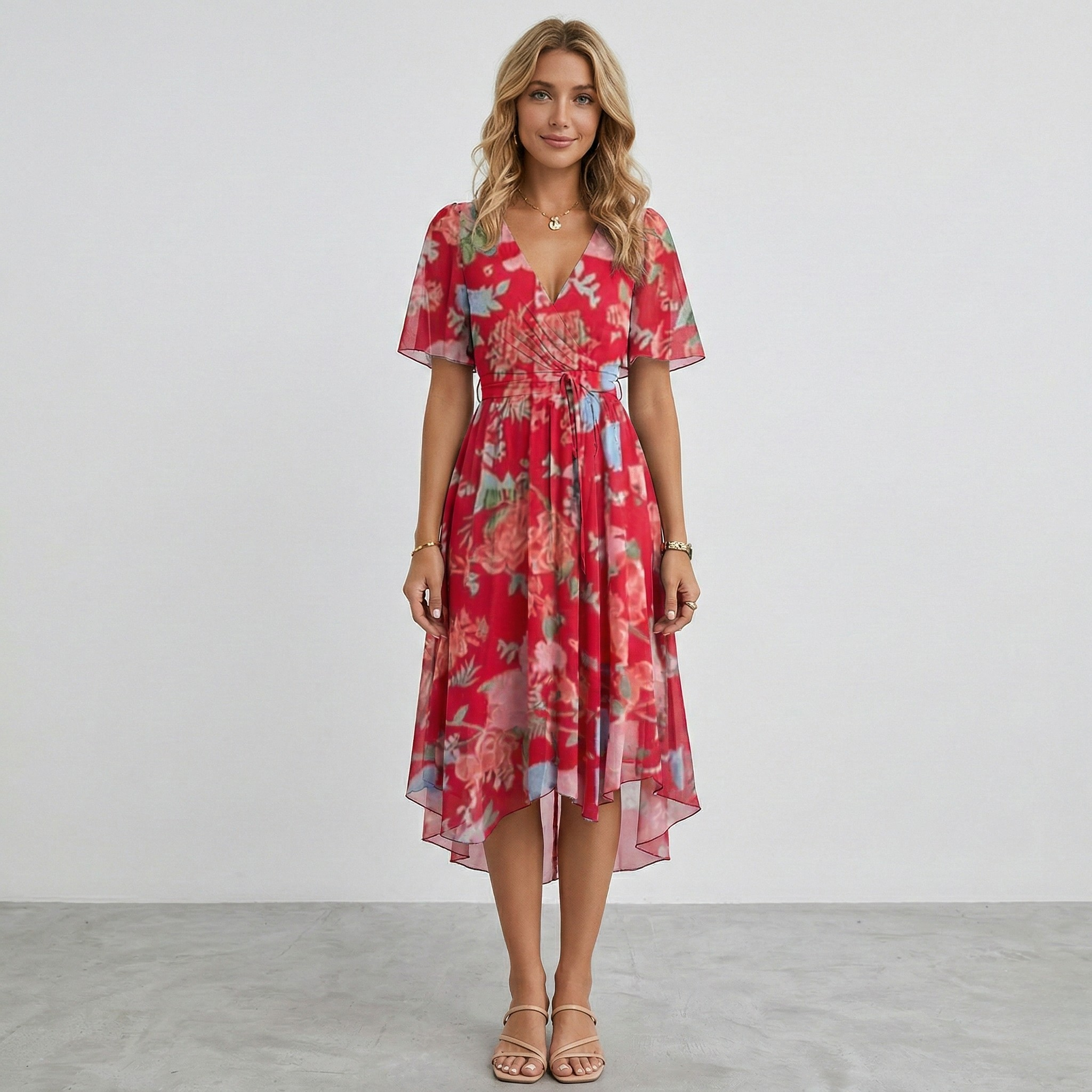 AVA JOLENE | FLORAL MIDI DRESS FOR WOMEN