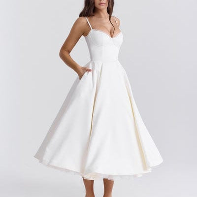 AVA JOLENE | GRANADA FITTED BODICE MIDI DRESS FOR WOMEN