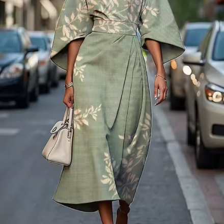 AVA JOLENE | FLORAL BELTED MIDI DRESS FOR WOMEN