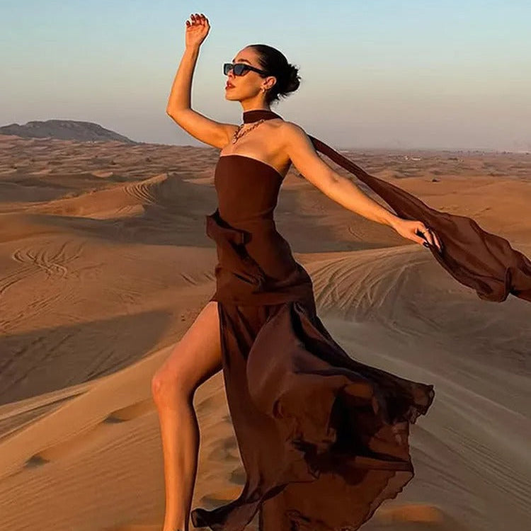 AVA JOLENE | HIGH SLIT FLOWING MAXI DRESS FOR WOMEN