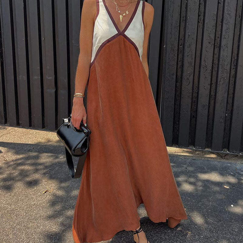 AVA JOLENE | CONTRAST V-NECK MIDI DRESS FOR WOMEN