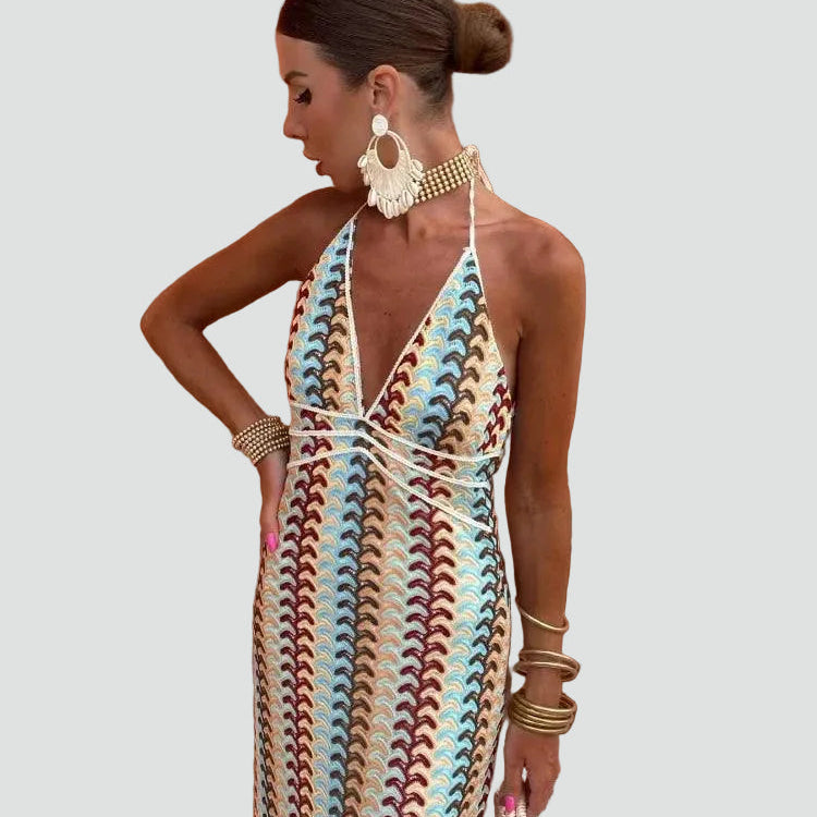 AVA JOLENE | BOHO HALTER MAXI DRESS FOR WOMEN