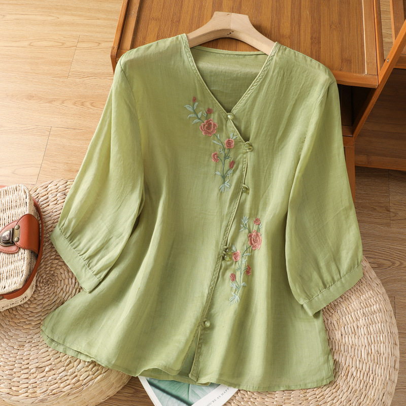 AVA JOLENE | EMBROIDERED LINEN TOP FOR WOMEN