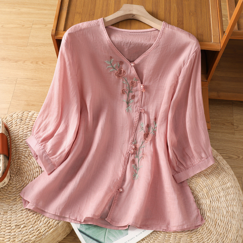 AVA JOLENE | EMBROIDERED LINEN TOP FOR WOMEN