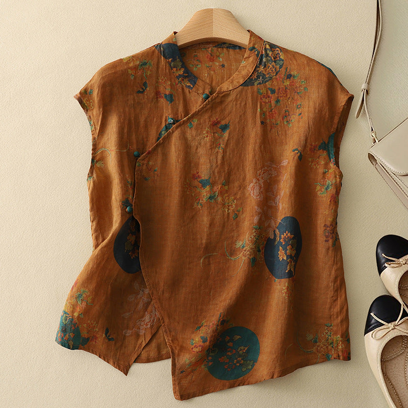 AVA JOLENE | FLORAL LINEN TOP FOR WOMEN