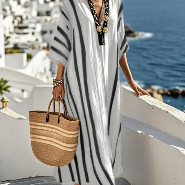 AVA JOLENE | STRIPED KAFTAN MAXI DRESS FOR WOMEN