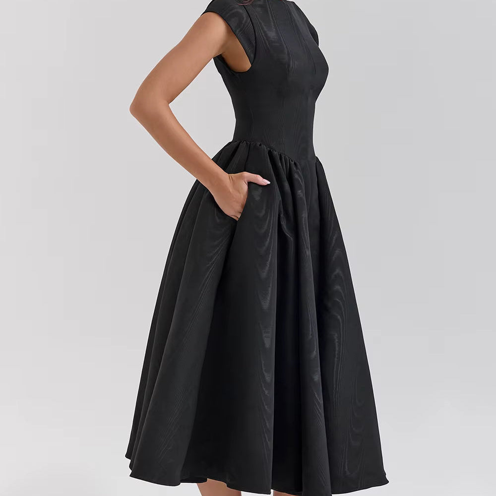 AVA JOLENE | STRUCTURED CAP SLEEVE MIDI DRESS FOR WOMEN