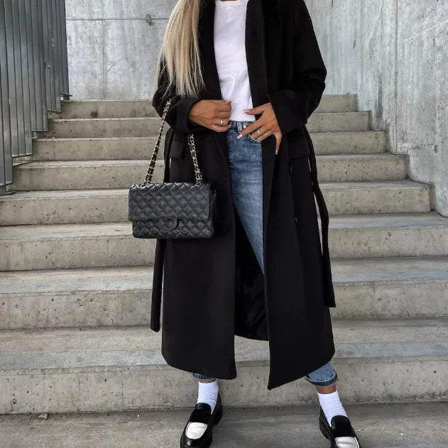 AVA JOLENE | DOUBLE-BREASTED WAIST BELT COAT FOR WOMEN