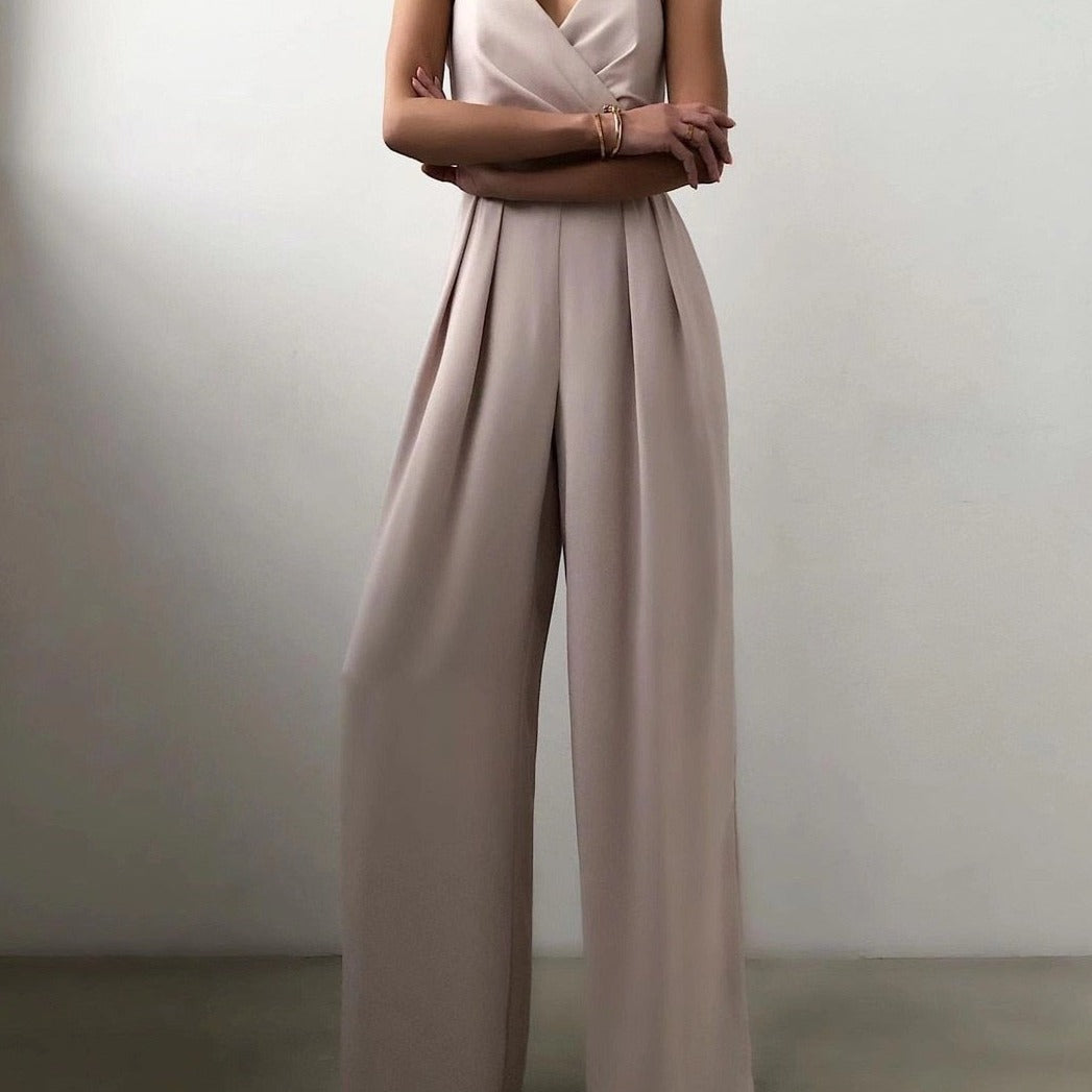 AVA JOLENE | SPAGHETTI STRAP WRAP JUMPSUIT WITH WIDE-LEG PLEATED TROUSERS FOR WOMEN