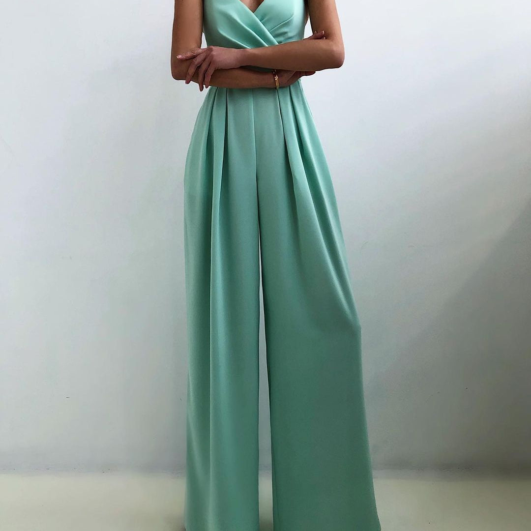 AVA JOLENE | SPAGHETTI STRAP WRAP JUMPSUIT WITH WIDE-LEG PLEATED TROUSERS FOR WOMEN