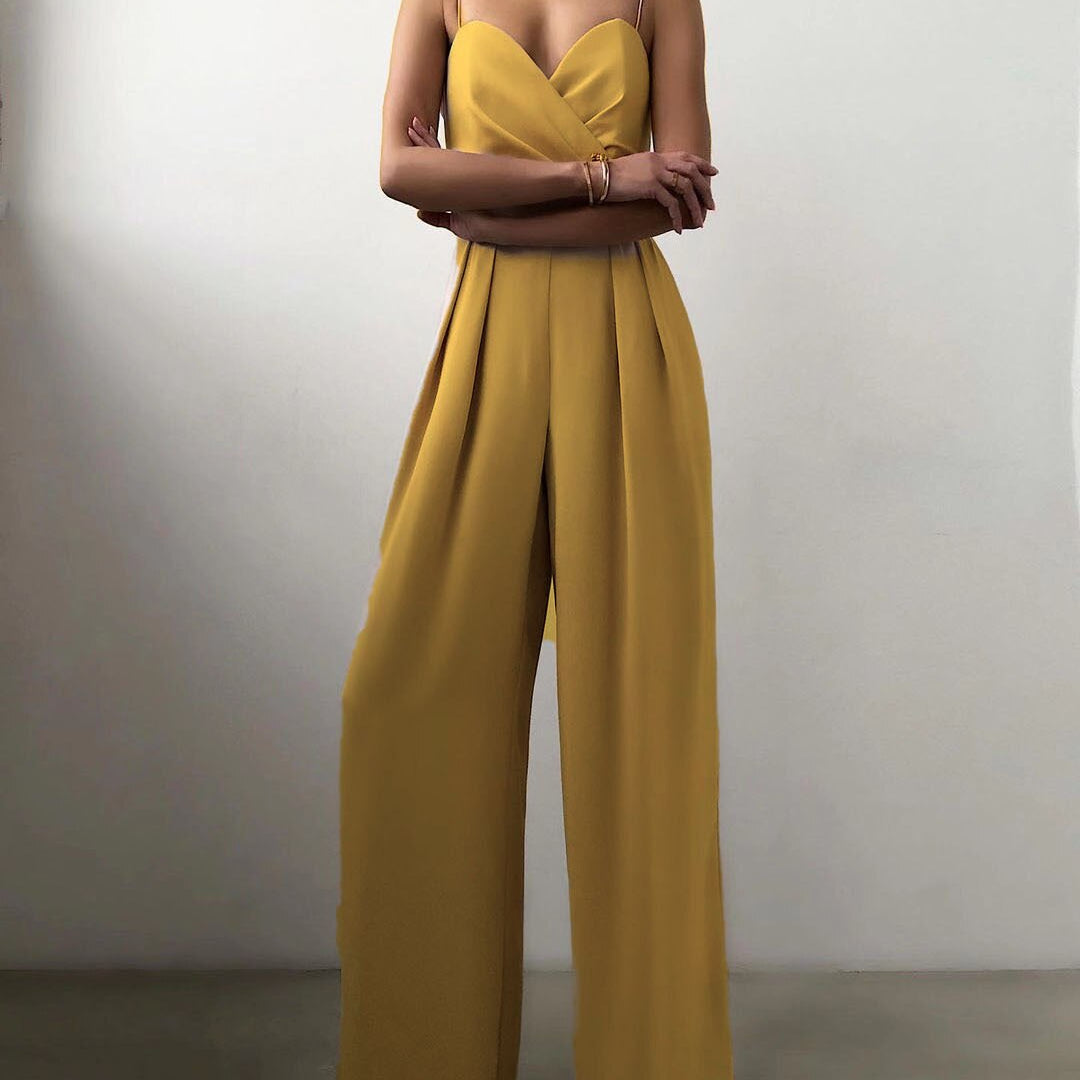 AVA JOLENE | SPAGHETTI STRAP WRAP JUMPSUIT WITH WIDE-LEG PLEATED TROUSERS FOR WOMEN