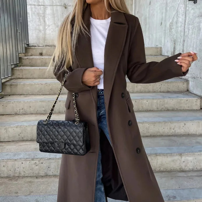 AVA JOLENE | DOUBLE-BREASTED WAIST BELT COAT FOR WOMEN