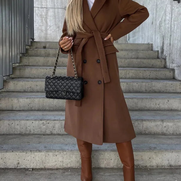 AVA JOLENE | DOUBLE-BREASTED WAIST BELT COAT FOR WOMEN