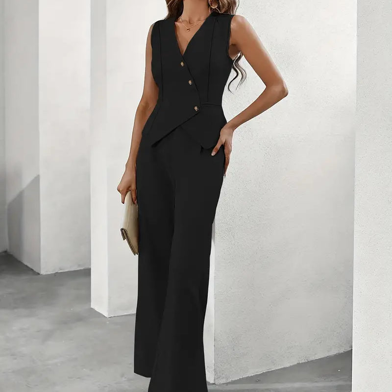 AVA JOLENE | SLEEVELESS VEST AND WIDE-LEG PANTS SET FOR WOMEN