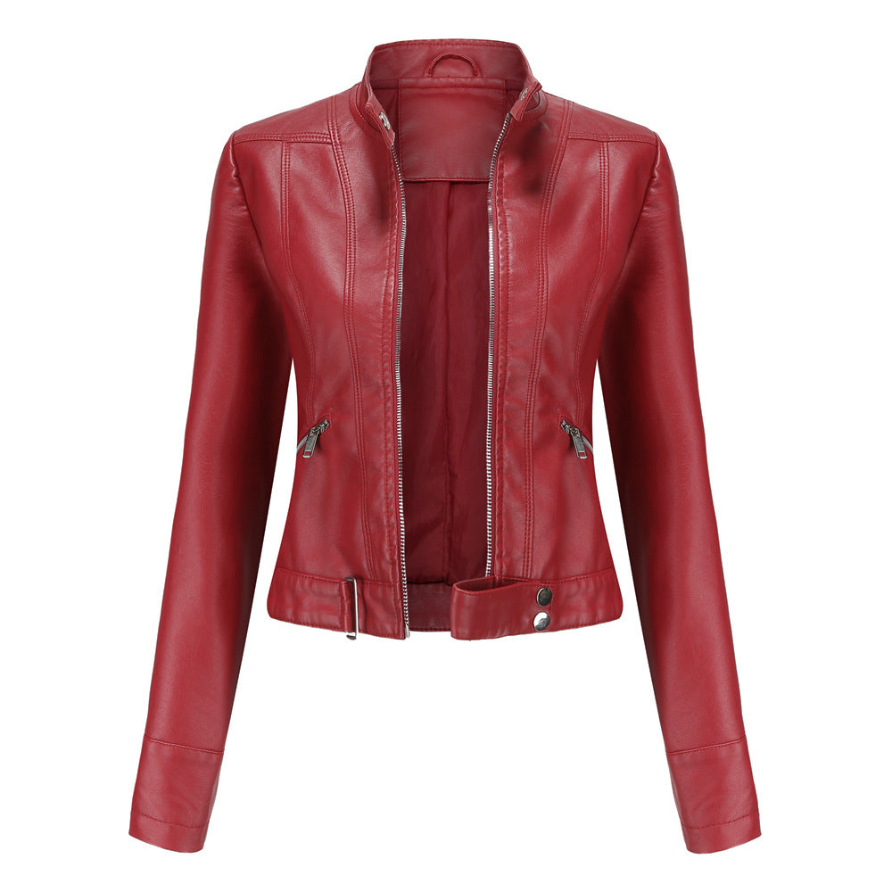 AVA JOLENE | HIGH-COLLAR PU ZIP JACKET FOR WOMEN