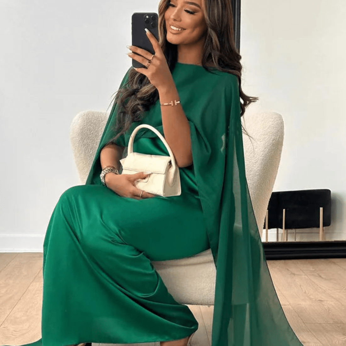 AVA JOLENE | DRAPED SLEEVE MAXI DRESS FOR WOMEN