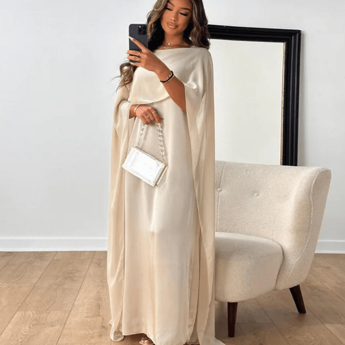 AVA JOLENE | DRAPED SLEEVE MAXI DRESS FOR WOMEN