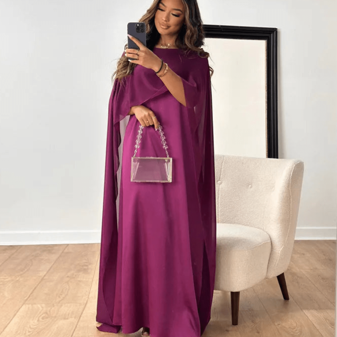 AVA JOLENE | DRAPED SLEEVE MAXI DRESS FOR WOMEN