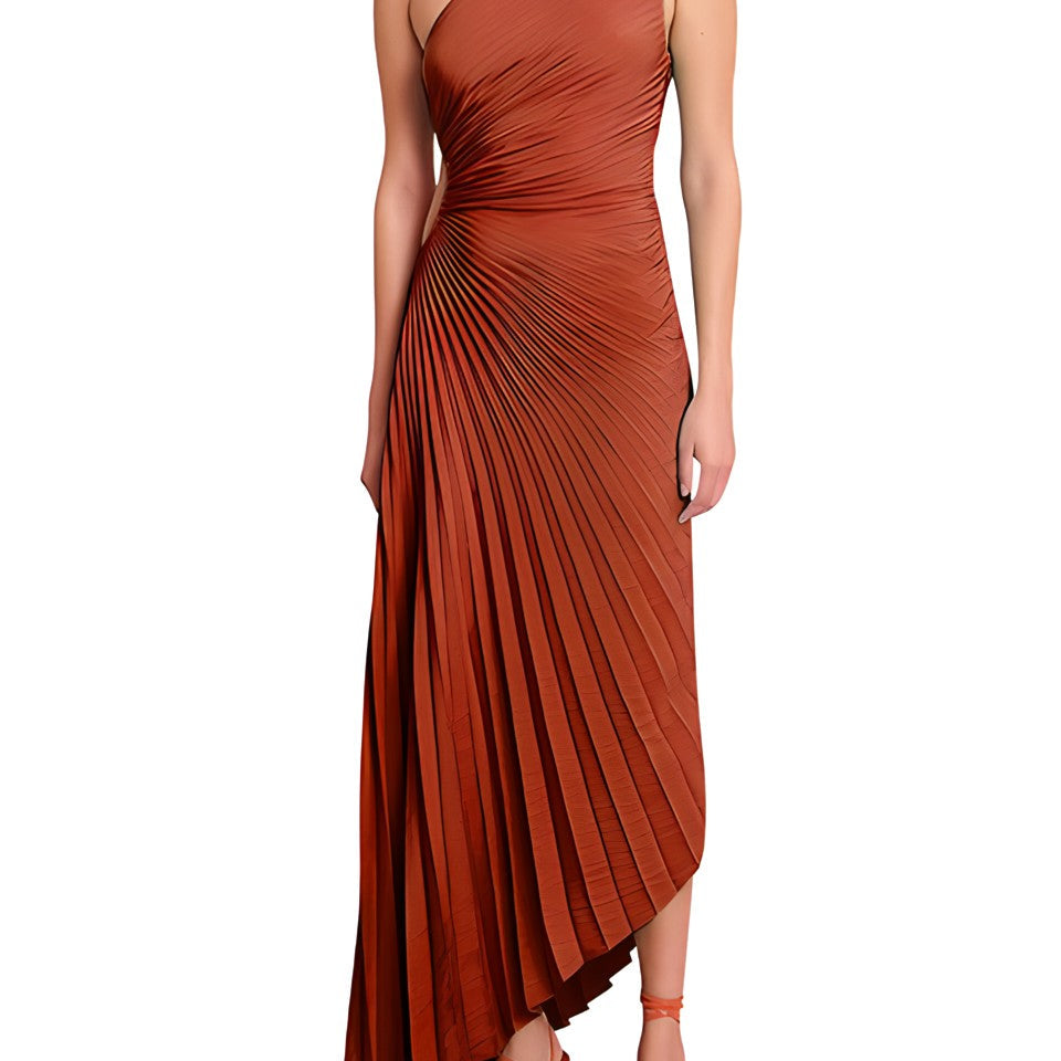 AVA JOLENE | ONE SHOULDER PLEATED DRESS FOR WOMEN