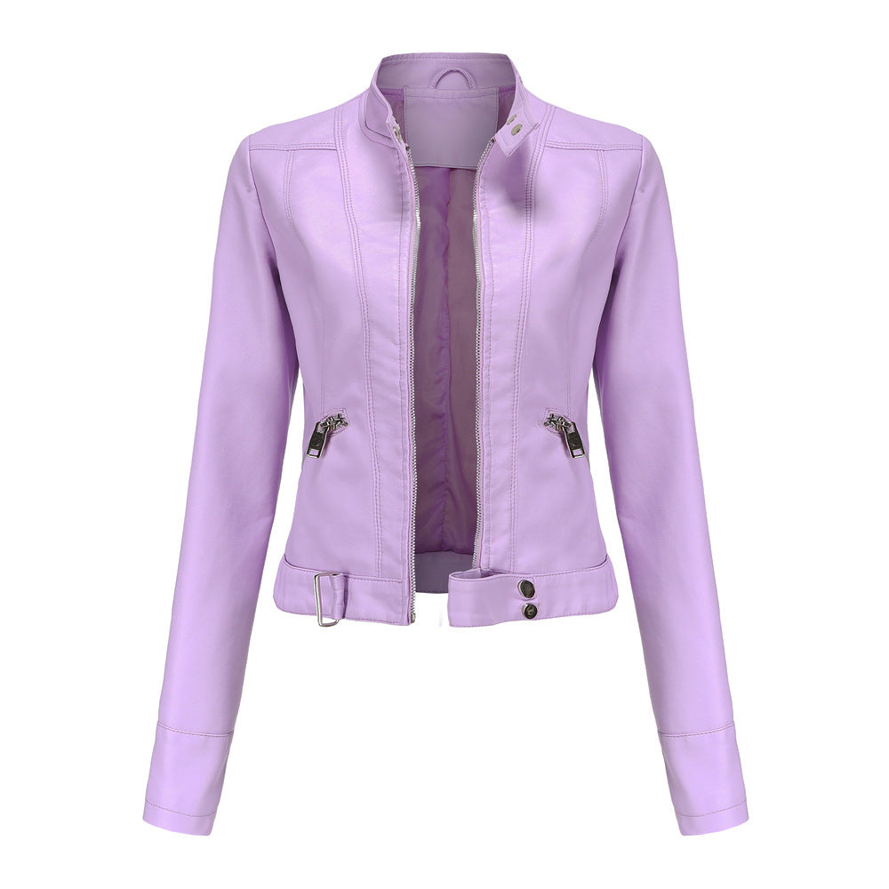 AVA JOLENE | HIGH-COLLAR PU ZIP JACKET FOR WOMEN