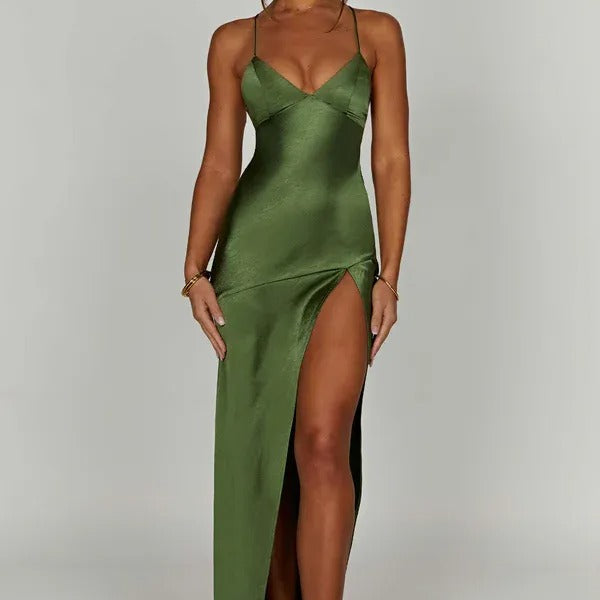 AVA JOLENE | V NECK SLIT EVENING MAXI DRESS FOR WOMEN